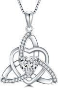 wholesale 925 Sterling Silver 1ct Moissanite Heart Celtic Knot Pendant Necklace for Women-0-0