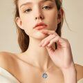 wholesale 925 Sterling Silver Mother Baby Owl Pendant Necklace With Blue Crystal-0-1