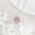 wholesale 925 Sterling Silver & Rose Gold Plated Heart-Shaped Crystal Flower Pendant Necklace-0-2
