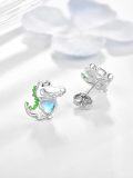 wholesale 925 Sterling Silver Alligator Heart Moonstone Stud Earrings for Women Gift-0-1