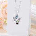 wholesale 925 Sterling Silver Multicolor Enamel Floral Butterfly Pendant Necklace for Women-0-2