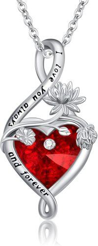 wholesale 925 Sterling Silver Birthstone Birth Flower Necklace Pendant Jewelry-July-Water Lily