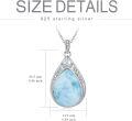 wholesale 925 Sterling Silver Blue Moonstone Teardrop Filigree Pendant Necklace-0-28