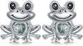 wholesale 925 Sterling Silver Green Stone Frog Stud Earrings - Cute Animal  for Girls and Women-0-0