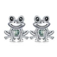 wholesale 925 Sterling Silver Frog Charm With Green Heart Design-Frog