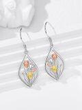wholesale 925 Sterling Silver Tulip Drop Earrings with Gold and Rose Tone Accents-0-1