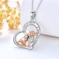 wholesale 925 Sterling Silver Fox & Girl Love Forever Heart Pendant Necklace s for Women-0-2