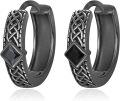 wholesale  Metal Black Square Celtic Knot Huggie Hoop Earrings for Men 32mm Diameter - Gothic Punk Style  Idea-0-0