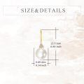 wholesale 14K Solid Gold White Pearl and Cubic Zirconia Dangle Drop Earrings for Women-0-3