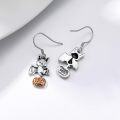 wholesale 925 Sterling Silver Bat & Pumpkin Halloween Dangle Drop Earrings for Women Girls Gift-0-2