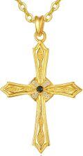 wholesale Gold 925 Sterling Silver Black Cubic Zirconia Cross Pendant Necklace for Women Mom Faith Gift-0-0