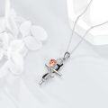 wholesale 925 Sterling Silver Cross Pendant with Rose and Cubic Zirconia Necklace for Nurses Gifts-0-3