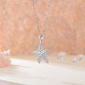 wholesale 925 Sterling Silver Starfish CZ Charm Pendant Necklace for Women Girls -0-2
