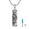 TOUPOP 925 Sterling Silver Stone Cylinder Dragon Eagle Wolf Cremation Necklace Pendant Memorial Jewelry-0-0