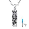 TOUPOP 925 Sterling Silver Stone Cylinder Dragon Eagle Wolf Cremation Necklace Pendant Memorial Jewelry-0-0