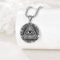 wholesale 925 Sterling Silver All-Seeing-Eye Triangle Pendant Necklaces Mens Gothic Luciferian Order Protection s 36 Chain-0-3