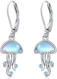 wholesale 925 Sterling Silver Jellyfish Moonstone Drop Earrings Gifts for Women-Jellyfish