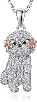 wholesale 925 Sterling Silver CZ Poodle Dog Breed Pendant Necklace for Pet Lovers-0-0