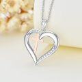 wholesale 925 Sterling Silver Heart with Rose Gold Cross and Diamonds Pendant Necklace for Women-0-1