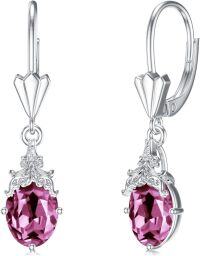 wholesale 925 Sterling Silver Crystal Teardrop Dangle Earrings Valentine s Birthday Gifts for Her-A 06-June-Alexandrite