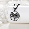 wholesale 925 Sterling Silver Pentagram with Goat Head and Snake Eyes Satanic Necklace Gothic  for Men Women-0-2