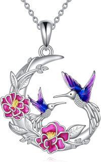 wholesale 925 Sterling Silver Moonstone Black Onyx Infinity Hummingbird Necklace-Hummingbird Necklace