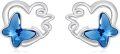 wholesale 925 Sterling Silver Blue Butterfly Heart Stud Earrings Gift for Women Girls-0-0