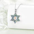 wholesale 925 Sterling Silver Abalone Shell & Amber Star of David Cross Hamsa Pendant Necklace-0-2