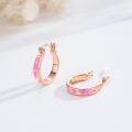 wholesale 925 Sterling Silver Rose Gold Pink Fire Opal Huggie Hoop Earrings for Women-0-1