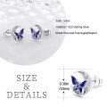 wholesale 925 Sterling Silver Blue Butterfly Crescent Moon Stud Earrings Platinum Plated-0-3