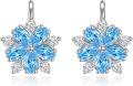wholesale 925 Sterling Silver Blue Crystal Daisy Leverback Earring-0-0