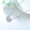 wholesale 925 Sterling Silver Platinum Heart-Shaped Diamond Pendant Necklace (D VVS)-0-4