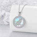 wholesale 925 Sterling Silver Moonstone Owl Crescent Moon Pendant Necklace for Women-0-3