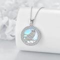 wholesale 925 Sterling Silver Moonstone Owl Crescent Moon Pendant Necklace for Women-0-3