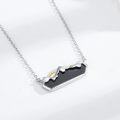 wholesale 925 Sterling Silver Black Onyx Mountain Pendant Necklaces for Women - Snow-Capped Peak Design-0-4
