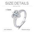 TOUPOP Sterling Silver Moissanite Heart Halo Engagement Ring-0-3