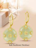 wholesale 14K Gold Plated Sterling Silver Round Natural Jade Earrings for Women-0-16