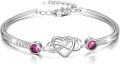 wholesale Sterling Silver Austrian Crystal Infinity Love Heart Bangle Bracelet Adjustable 6 8 Gift for Her-0-0