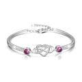 wholesale 925 Sterling Silver Austrian Crystal Infinity Love Heart Bangle Bracelet Adjustable 6 8 Gift for Her-0-0