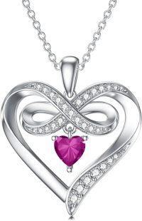 wholesale 925 Sterling Silver Birthstone Infinity Heart Necklace 20 Women s Jewelry Gift-06-Jun-Created Alexandrite