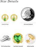 wholesale 925 Sterling Silver & Emerald Green CZ Yellow Gold Plated Claddagh Earrings, Traditional Irish Heart Hands Crown Design, Hypoallergenic, Gift Box-0-4