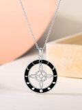 wholesale 925 Sterling Silver Celtic Triquetra Wiccan Pentacle Necklace with Black Onyx Gemstone for Women and Girls-0-3