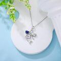 wholesale Sterling Silver Birthstone Mermaid Heart Pendant Necklace for Women-0-1