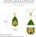 wholesale Jade Lotus Necklace 14k Gold Plated Sterling Silver Teardrop Green Jade Jewelry Christmas Gifts For Women -0-5