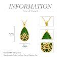 TOUPOP 14K Gold Plated Sterling Silver Green Jade Lotus Necklace Teardrop Jewelry-0-5