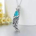 wholesale 925 Sterling Silver Turquoise Feather Pendant Necklace Jewelry for Women Christmas Gift-0-1