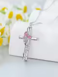 TOUPOP White Gold Plated S925 Sterling Silver with Birthstone Butterfly Urn Necklace for Ashes-0-3