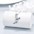 wholesale 925 Sterling Silver Blue Dragonfly Infinity Pendant Necklace-0-1
