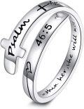 wholesale 925 Sterling Silver Cross Rings Adjustable Wrap Inspirational Jewelry Gifts for Women Teens-0-1