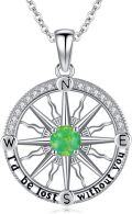 wholesale 925 Sterling Silver Green Opal Compass Necklace I'd be lost without you Pendant Gift for Women-0-0